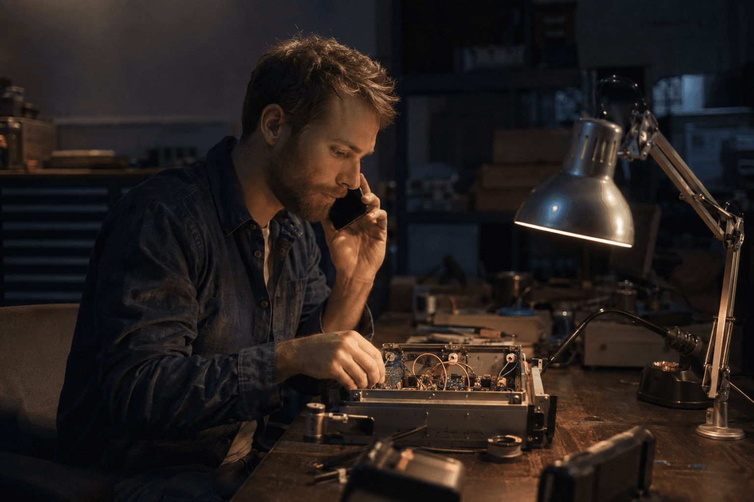 Field engineer on a support call